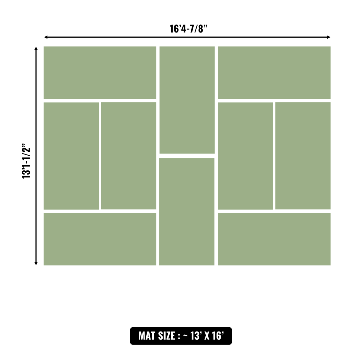 10'x10' to 20'x20' Swain Mats, Hybrid Tatami