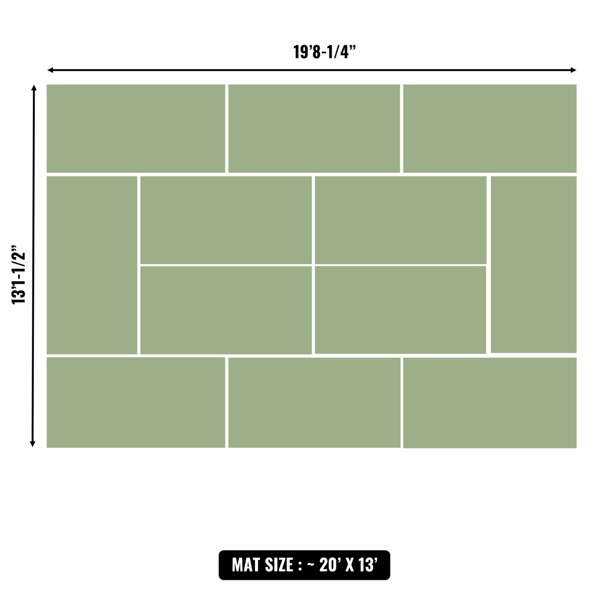 10'x10' to 20'x20' Swain Mats, Hybrid Tatami