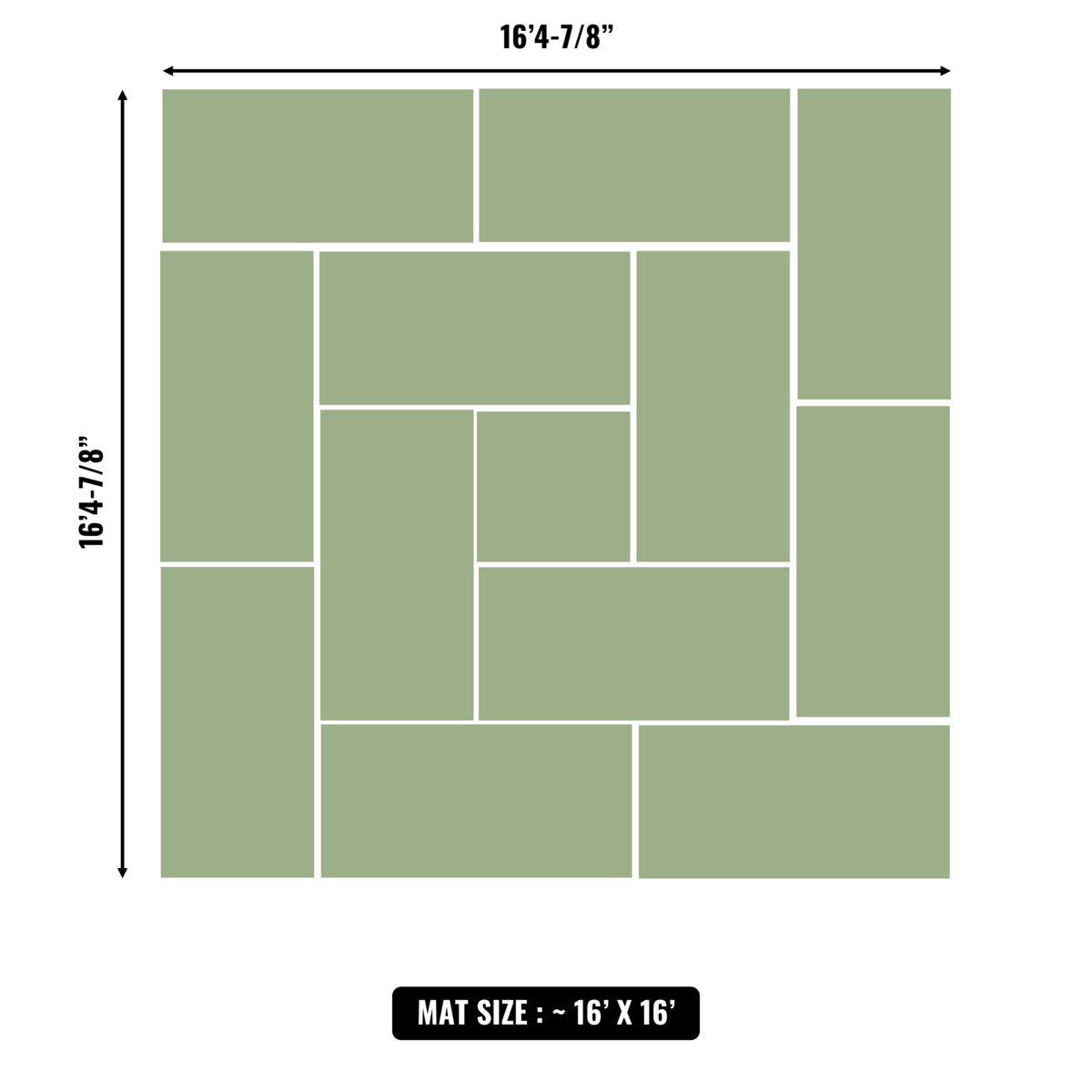 10'x10' to 20'x20' Swain Mats, Hybrid Tatami