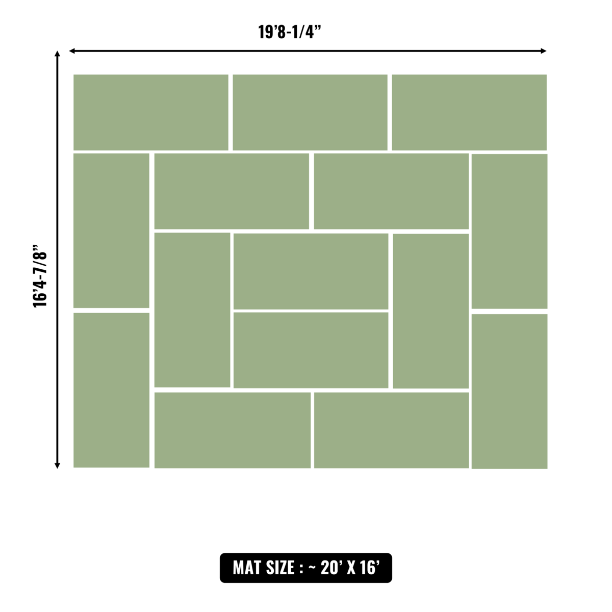10'x10' to 20'x20' Swain Mats, Hybrid Tatami
