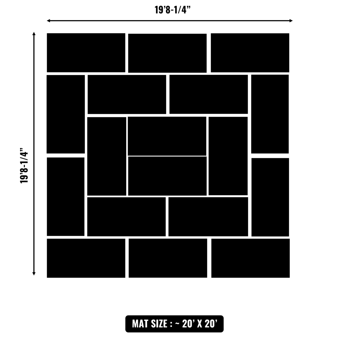 10'x10' to 20'x20' Swain Mats, Hybrid Tatami