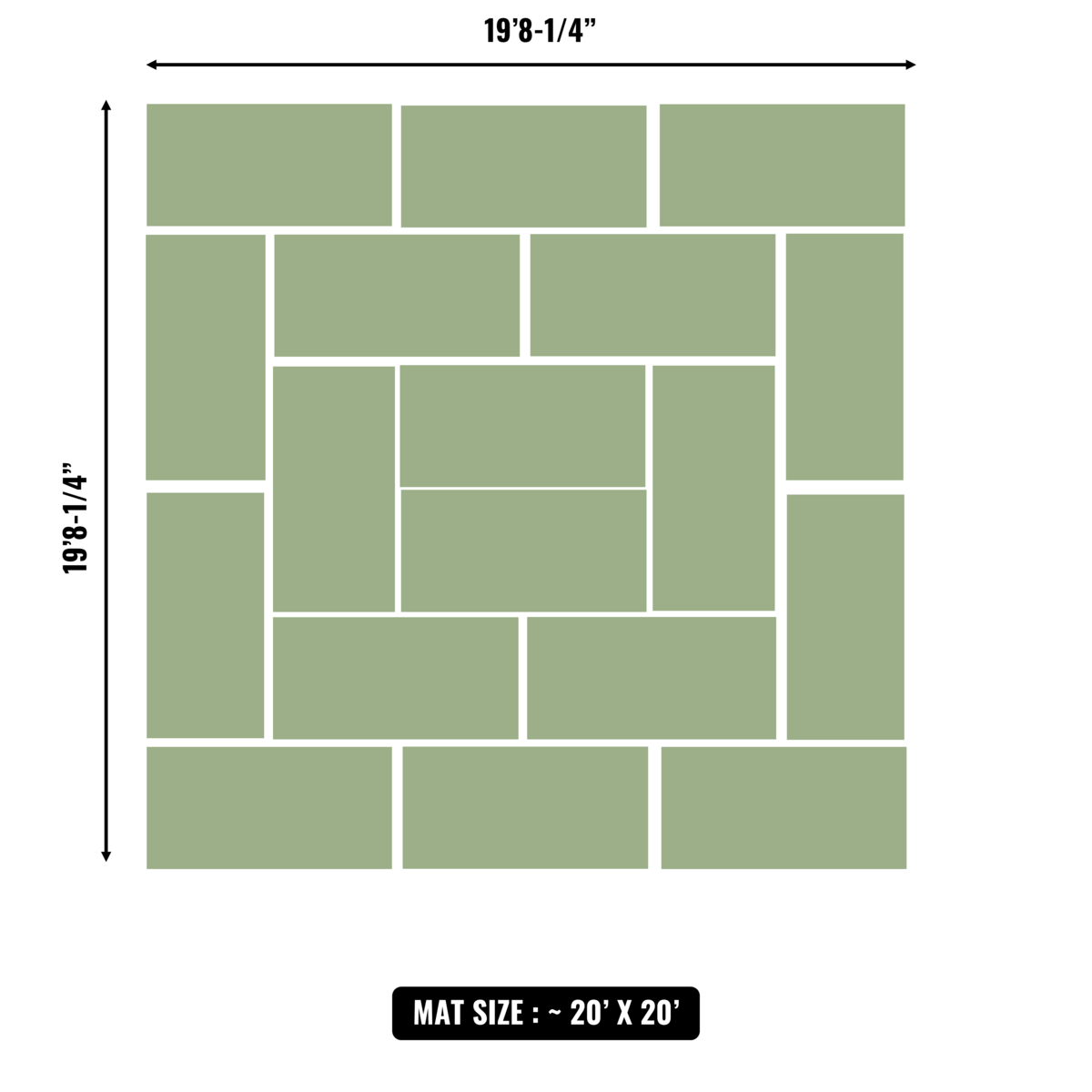 10'x10' to 20'x20' Swain Mats, Hybrid Tatami