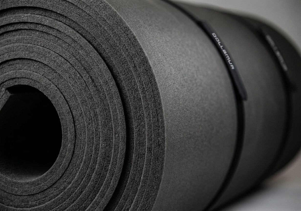close-up of rolled foam for foam-only gymnastics mats