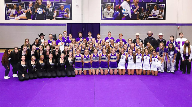 Dollamur FLEXI-Connect Bonded Carpet cheerleading mats eliminate the need to hook tape connect with built-in hook and loop system