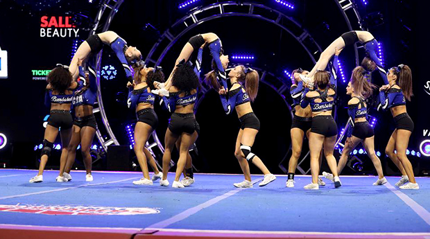 Cheerleading Carpet Bonded FLEXI-Roll® mats by Dollamur are built to provide the support and safety needed for cheer and stunt training at the school and professional competitive level