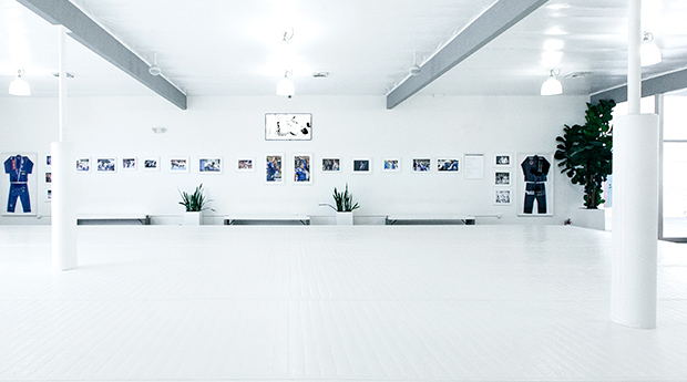 Art of Jiu Jitsu entrusts its brand experience to Dollamur with an ultra-clean white aesthetic featuring martial arts mats, wall pads, and post pads