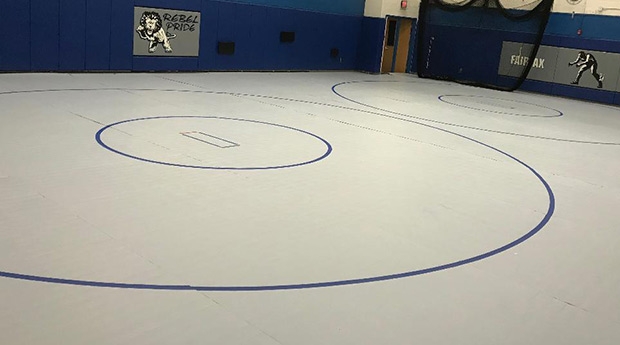 20' x 20' x 1 3/8 Roll-Up Wrestling Mat with Four Practice