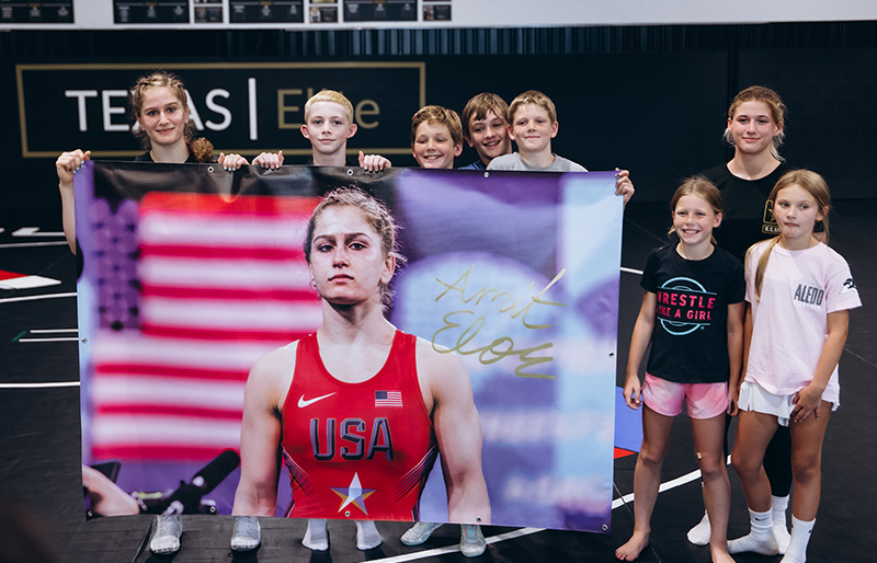 Amit posing with her fans at Texas Elite Wrestling