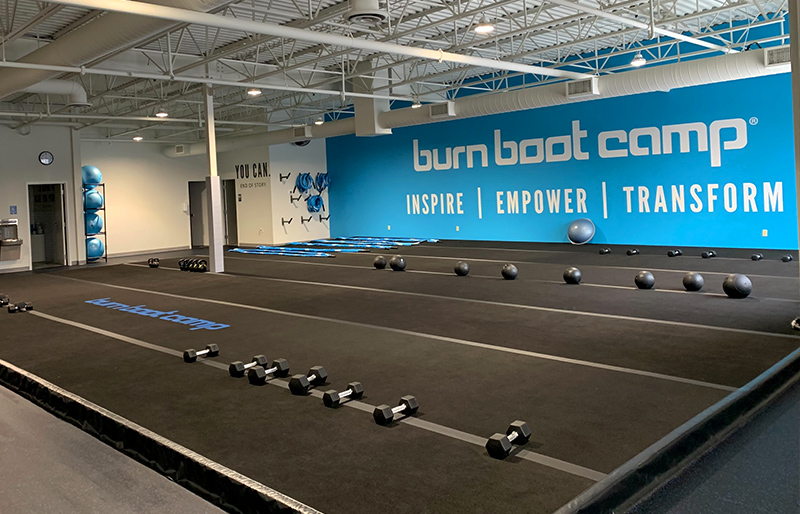 Custom Carpet Fitness Flooring Made by Dollamur for Burn Bootcamp