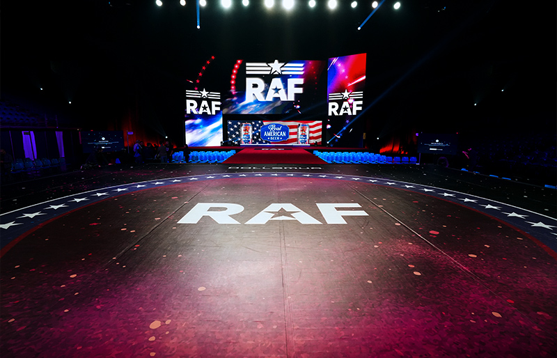 Custom Wrestling Mat Made by Dollamur for Real American Freestyle Wrestling (RAF)