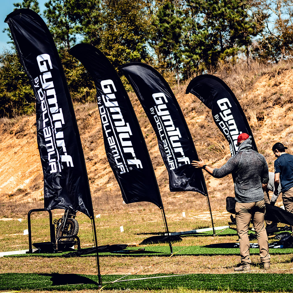 The Tactical Games team setting up GymTurf
